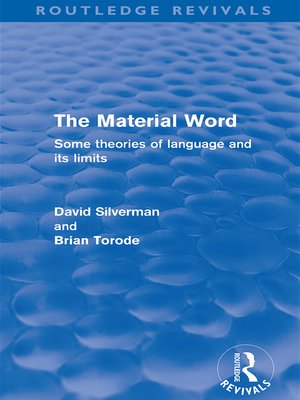 cover image of The Material Word (Routledge Revivals)